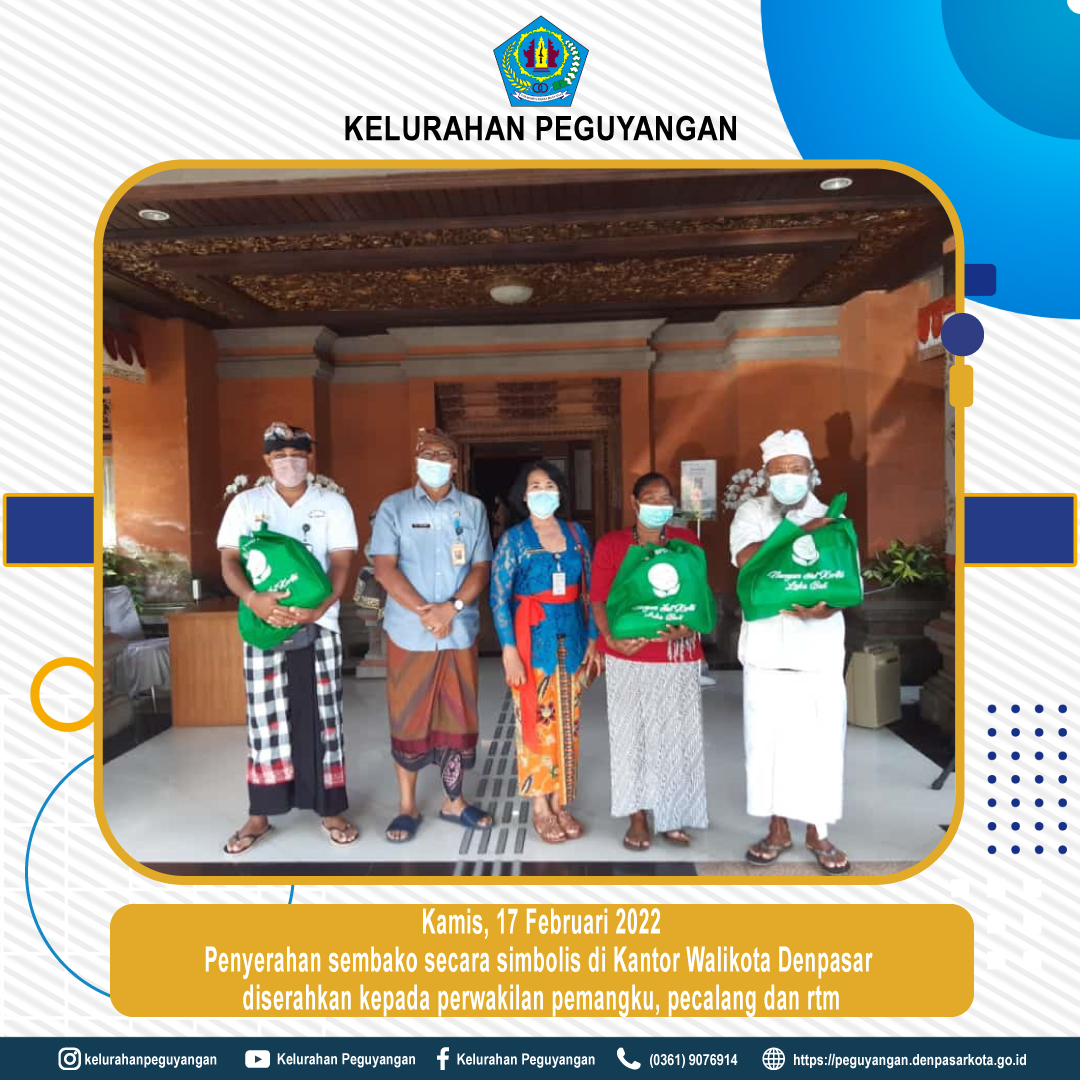 Penyerahan Sembako Secara Simbolis di kantor walikota denpasar kepada Pecalang, Pemangku, dan RTM
