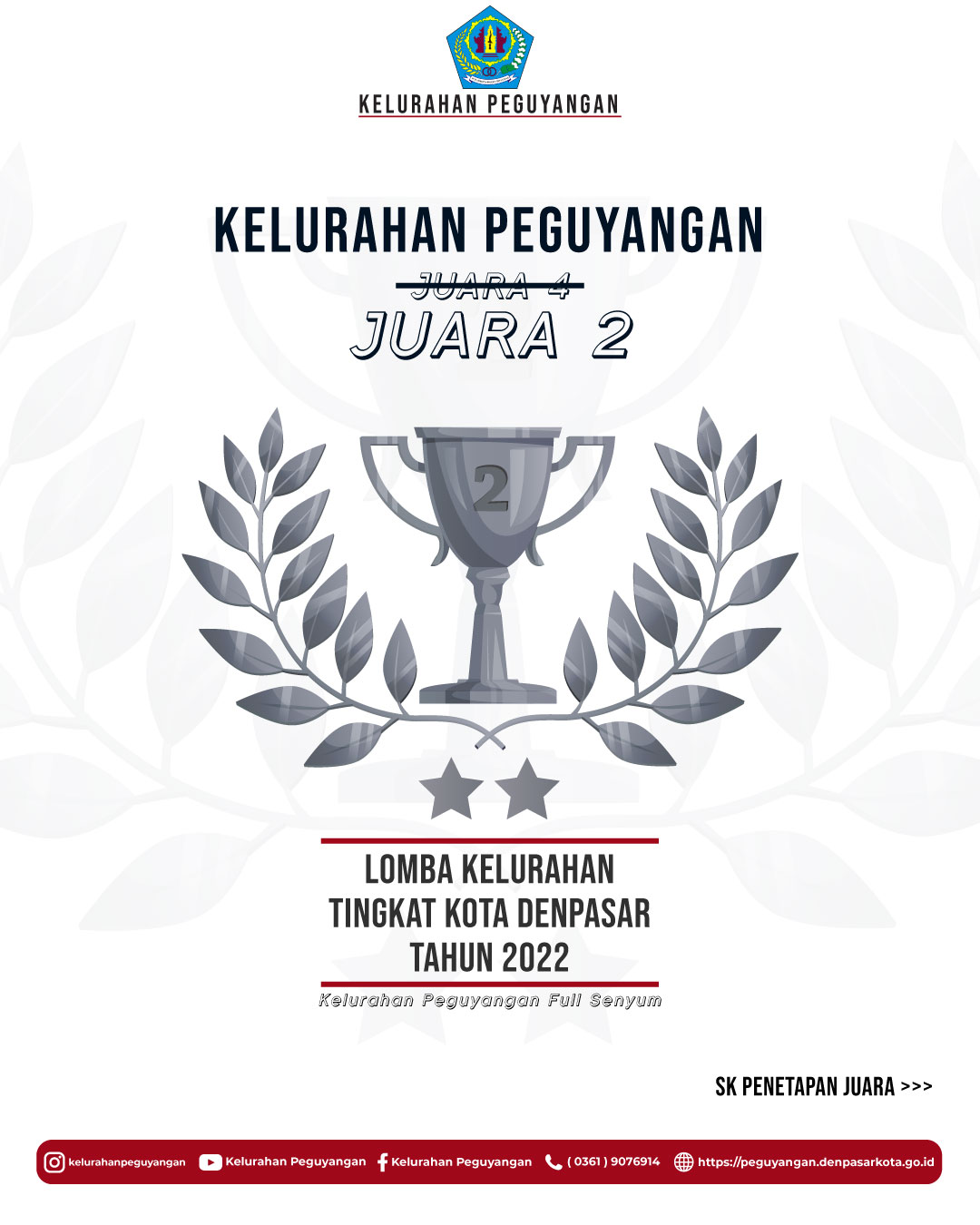 KELURAHAN PEGUYANGAN JUARA 2 LOMBA KELURAHAN SE-KOTA DENPASAR TAHUN 2022