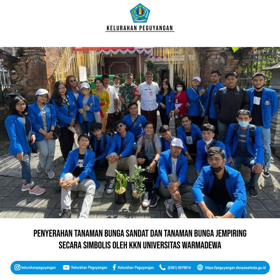 PENYERAHAN TANAMAN BUNGA SANDAT DAN TANAMAN BUNGA JEMPIRING SECARA SIMBOLIS OLEH KKN UNIVERSITAS WARMADEWA
