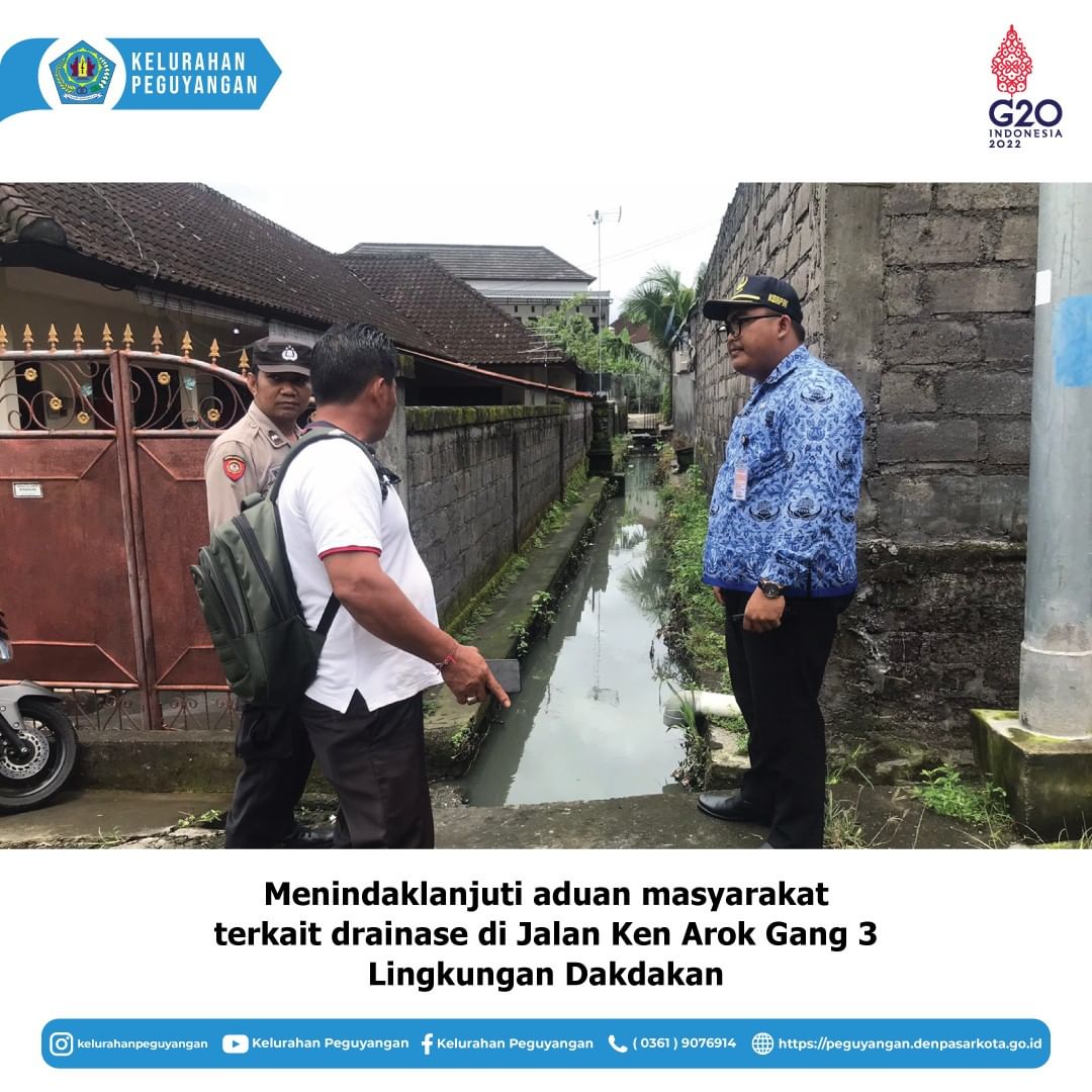 MENINDAK LANJUTIN PENGADUAN MASYARAKAT TERKAIT SALURAN DRAINASE DI JALAN KEN AROK GANG 3 YANG TIDAK BERFUNGSI DENGAN BAIK