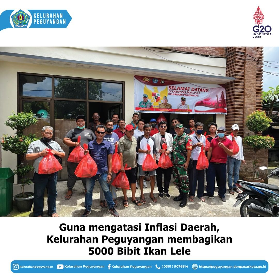 GUNA MENGATASI INFLASI DAERAH, KELUARAHAN PEGUYANGAN MEMBAGIKAN 5000 BIBIT IKAN LELE