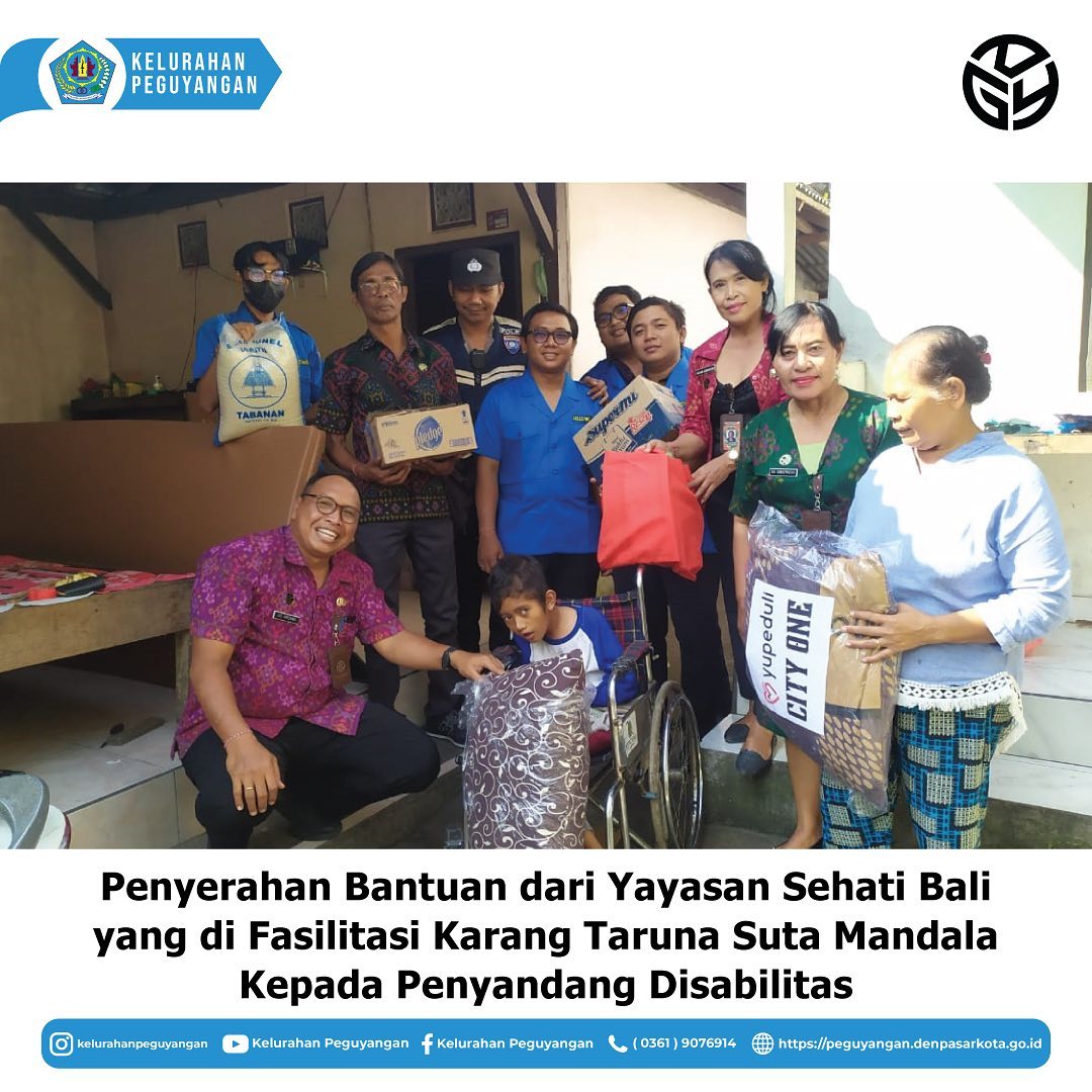 PENYERAHAN BANTUAN DARI YAYASAN SEHATI BALI YANG DI FASILITASI KARANG TARUNA SUTA MANDALA KEPADA PENYANDANG DISABILITAS 