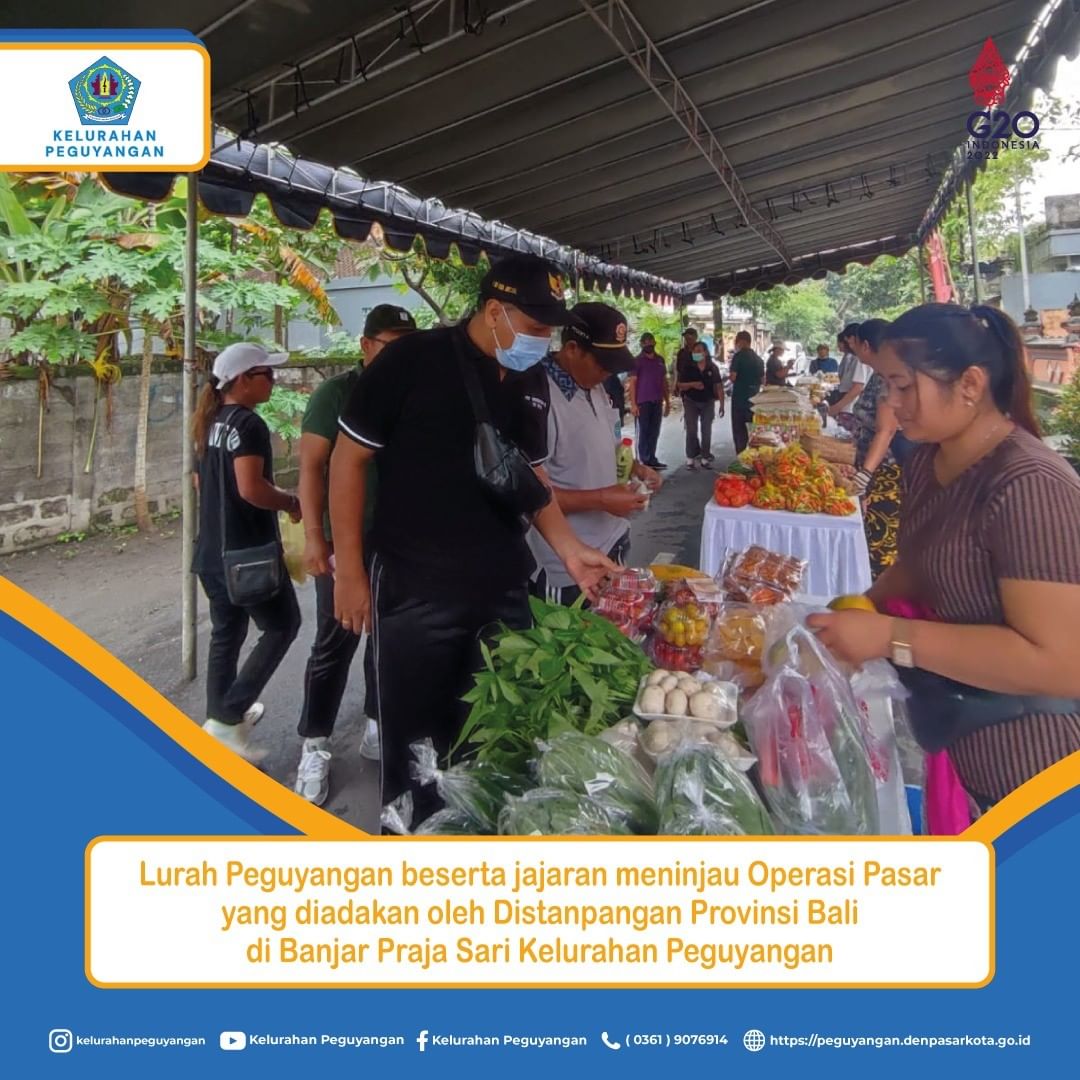 LURAH PEGUYANGAN BESERTA JAJARANNYA MENINJAU OPRERASI PASAR YANG DIADAKAN OLEH DISTANPANGAN PROVINSI BALI