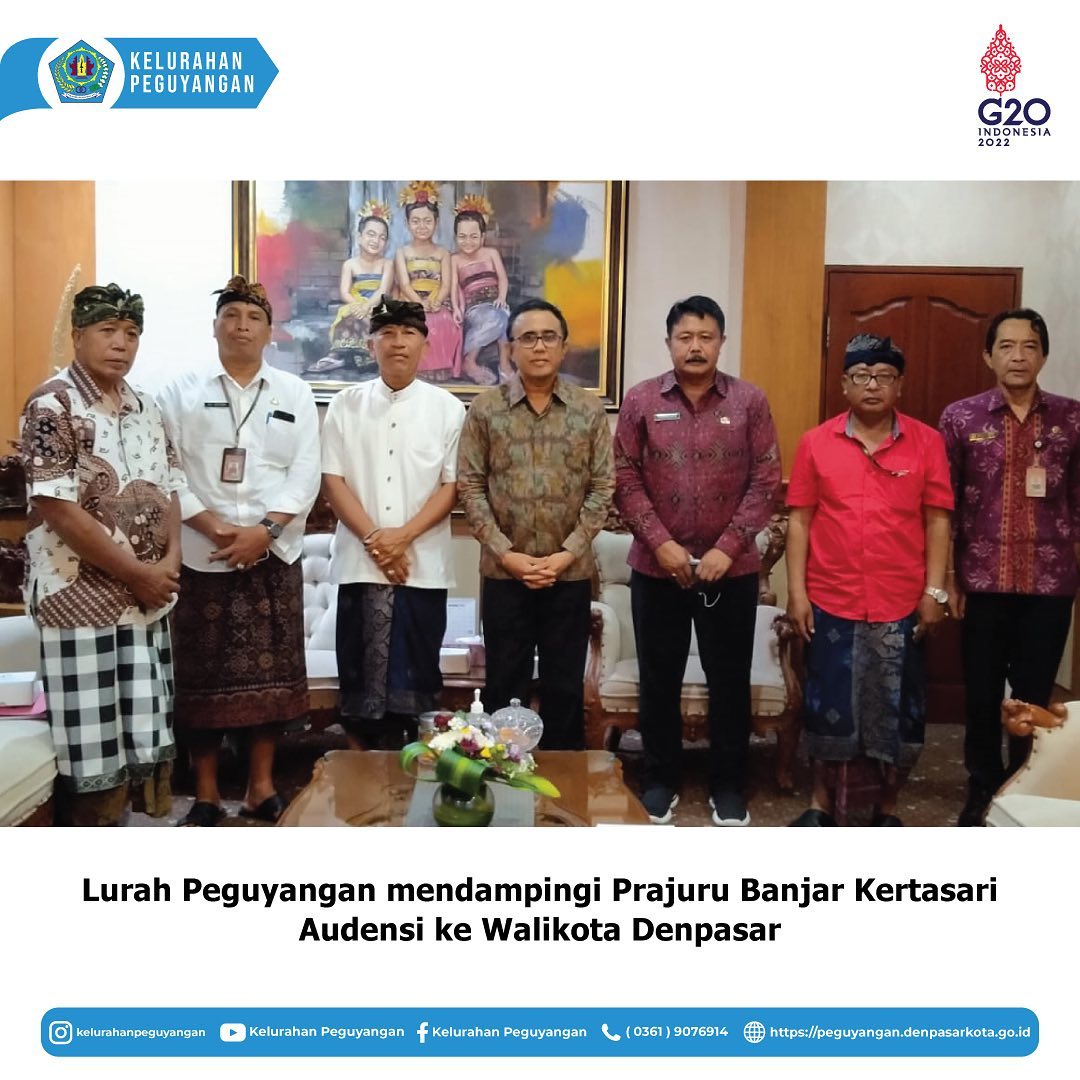 LURAH PEGUYANGAN MENDAMPINGI PRAJURU BANJAR KERTASARI AUDENSI KE WALIKOTA DENPASAR