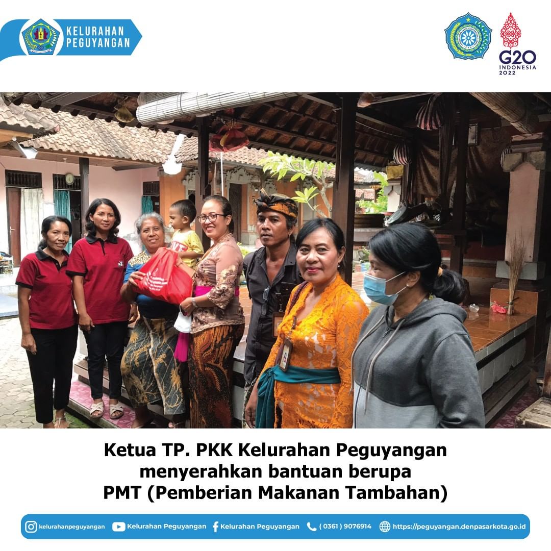 KETUA TP. PKK KELURAHAN PEGUYANGAN MENYERAHKAN BANTUAN BERUPA PMT ( PEMBERIAN MAKANAN TAMBAHAN ) 