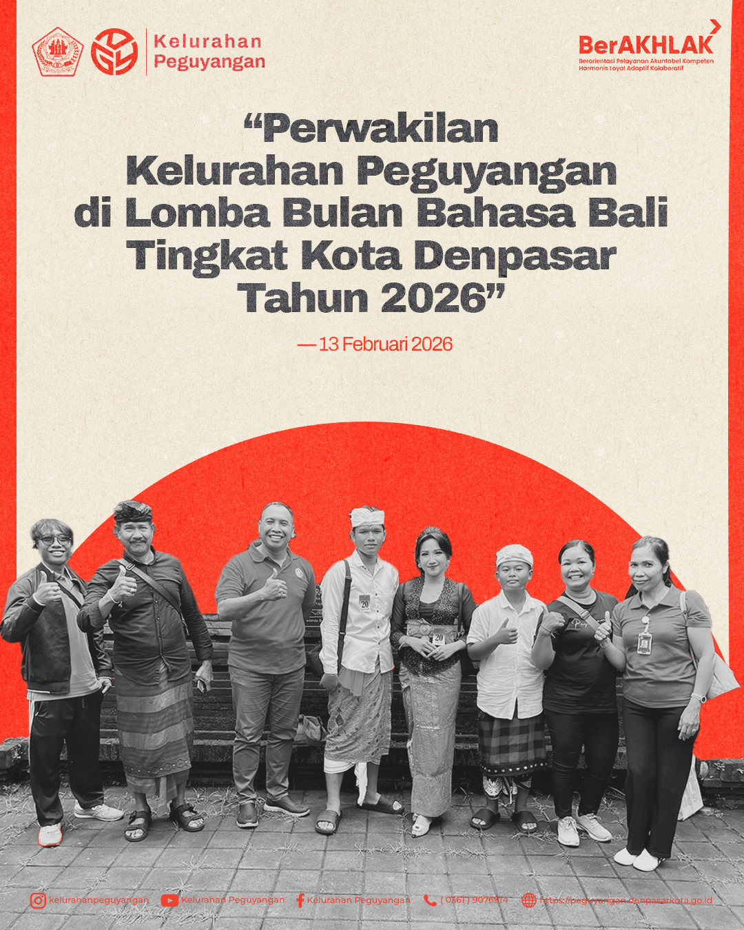 PERWAKILAN KELURAHAN PEGUYANGAN DALAM AJANG BULAN BAHASA BALI TINGKAT KOTA DENPASAR TAHUN 2026