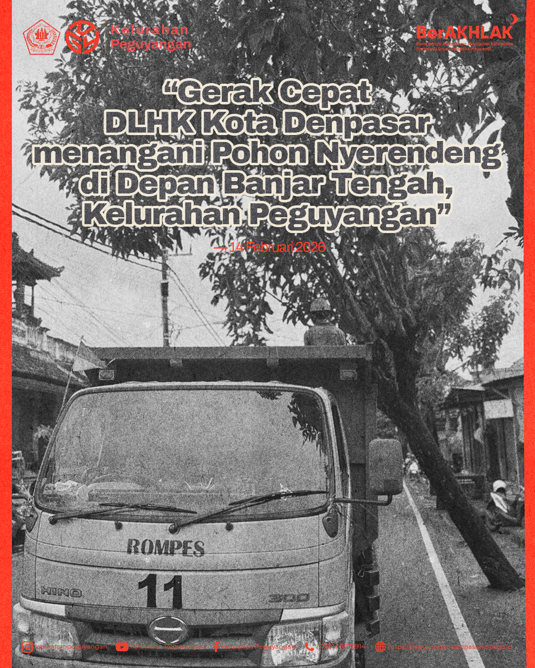 DLHK ATENSI POHON TUMBANG DI BANJAR TENGAH KELURAHAN PEGUYANGAN
